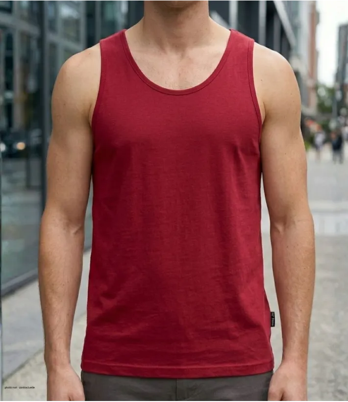 CHALLENGER F105 - Débardeur uni homme rouge carmin en coton