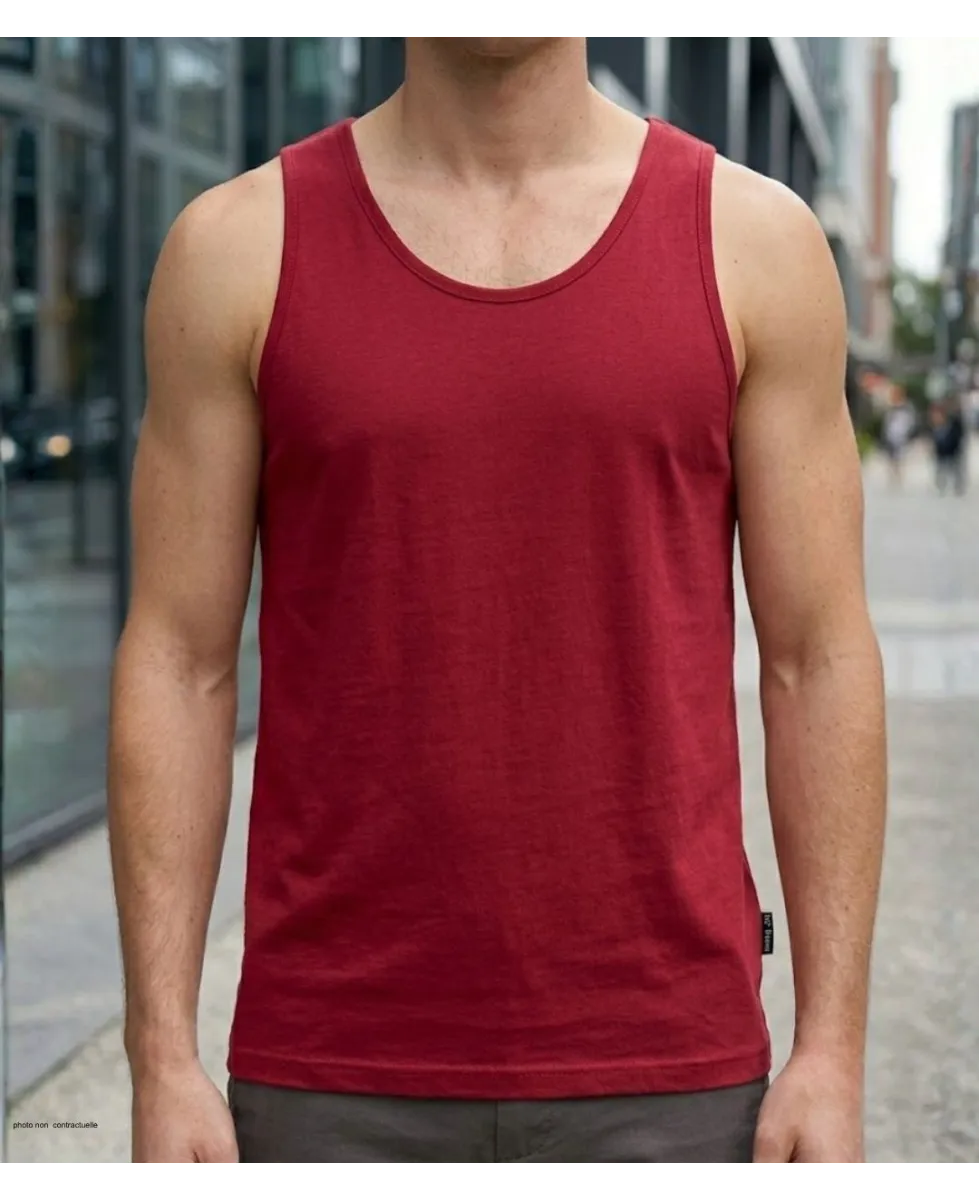 CHALLENGER F105 - Débardeur uni homme rouge carmin en coton