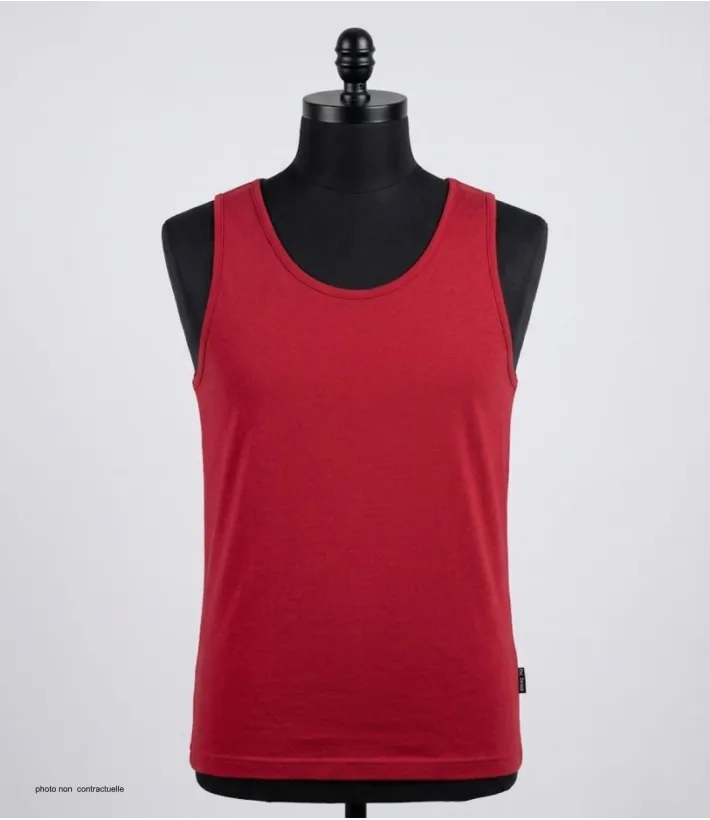 CHALLENGER F105 - Débardeur uni homme rouge carmin en coton