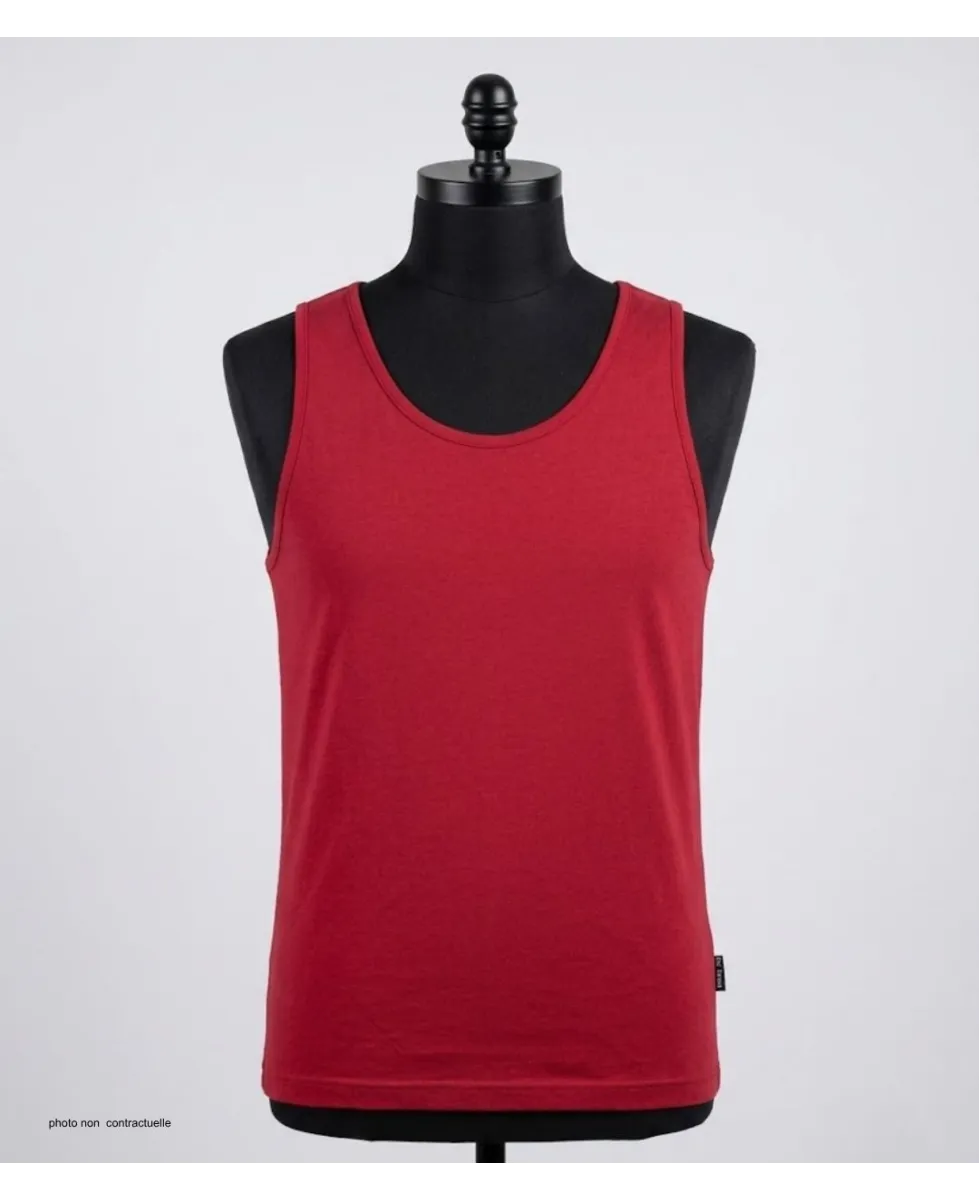 CHALLENGER F105 - Débardeur uni homme rouge carmin en coton