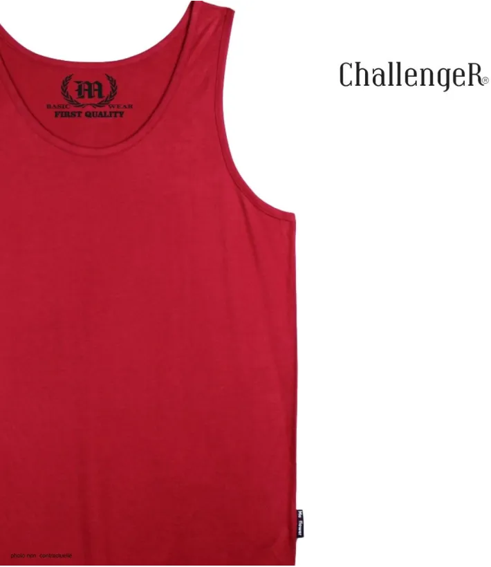 CHALLENGER F105 - Débardeur uni homme rouge carmin en coton