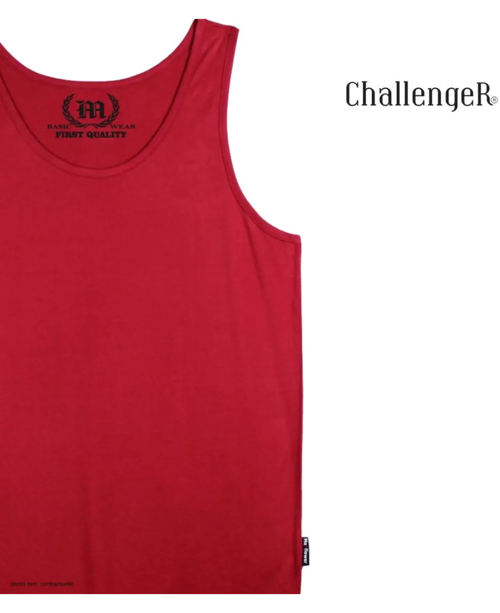 CHALLENGER F105 - Débardeur uni homme rouge carmin en coton