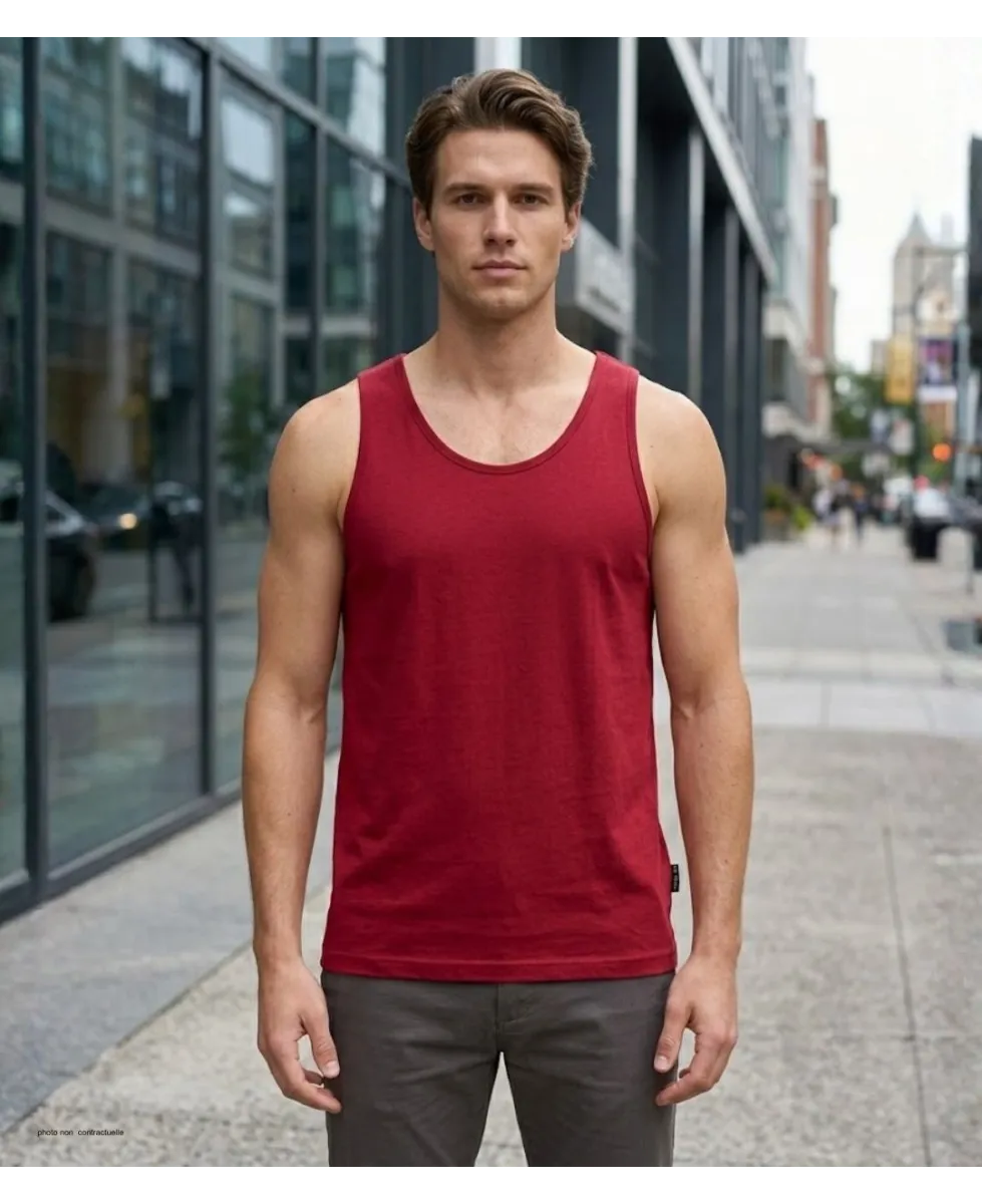 CHALLENGER F105 - Débardeur uni homme rouge carmin en coton