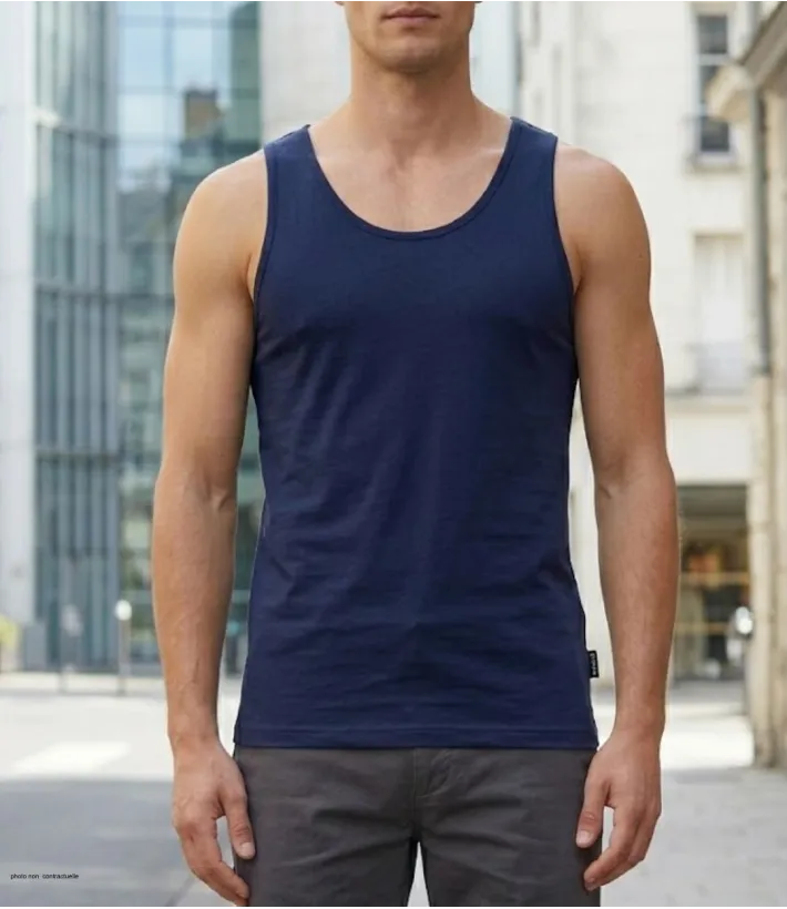 Débardeur uni pour homme de marque CHALLENGER modèle F105 coloris bleu marine de face