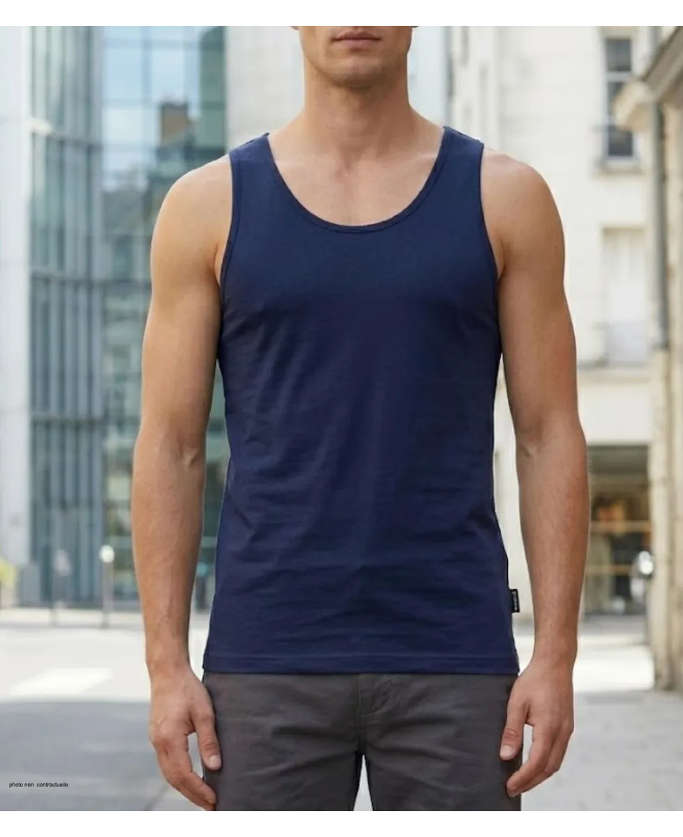 Débardeur uni pour homme de marque CHALLENGER modèle F105 coloris bleu marine de face