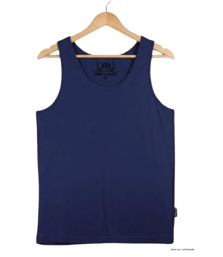 CHALLENGER F105 - Débardeur uni homme marine en pur coton