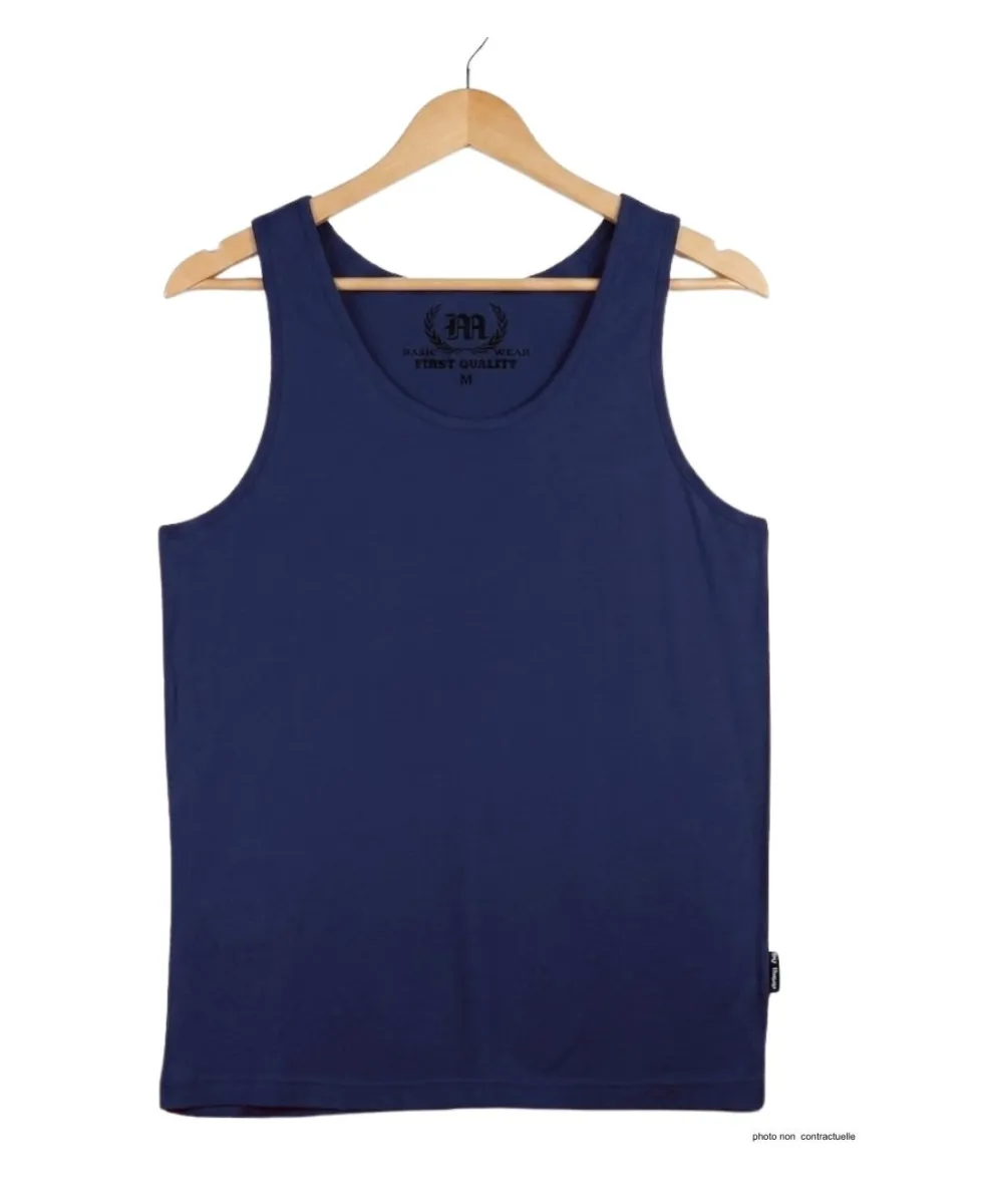 CHALLENGER F105 - Débardeur uni homme marine en pur coton