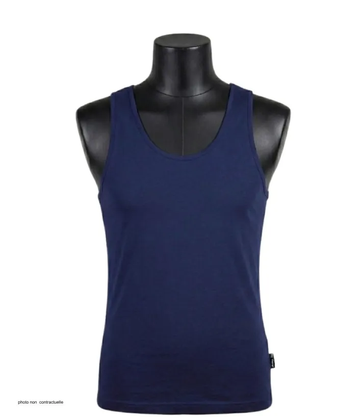 CHALLENGER F105 - Débardeur uni homme marine en pur coton