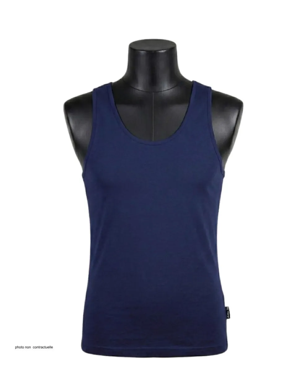 CHALLENGER F105 - Débardeur uni homme marine en pur coton