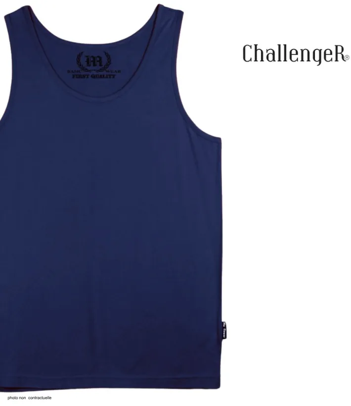 CHALLENGER F105 - Débardeur uni homme marine en pur coton