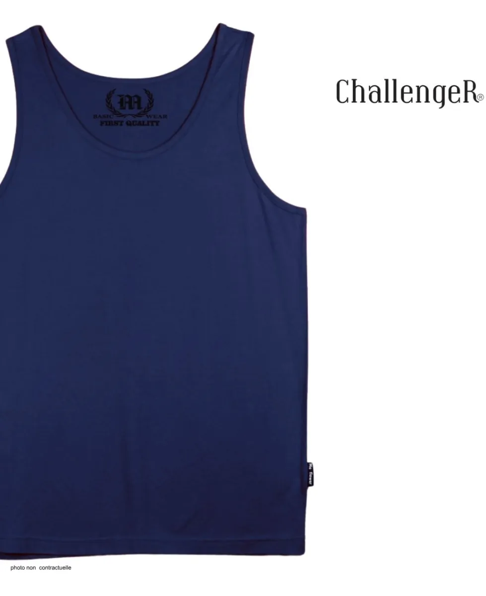 CHALLENGER F105 - Débardeur uni homme marine en pur coton