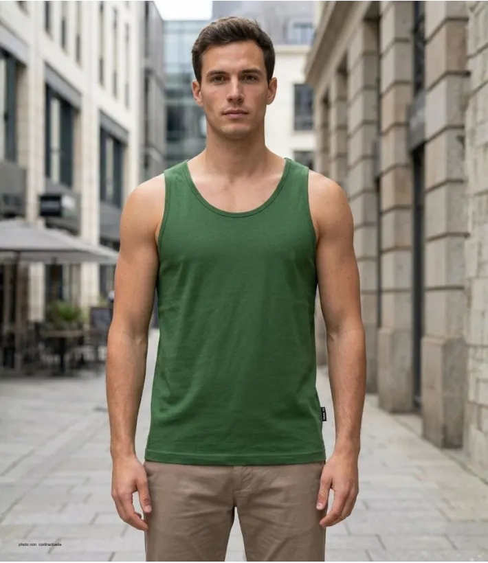 CHALLENGER F105 - Débardeur uni homme vert bouteille en coton