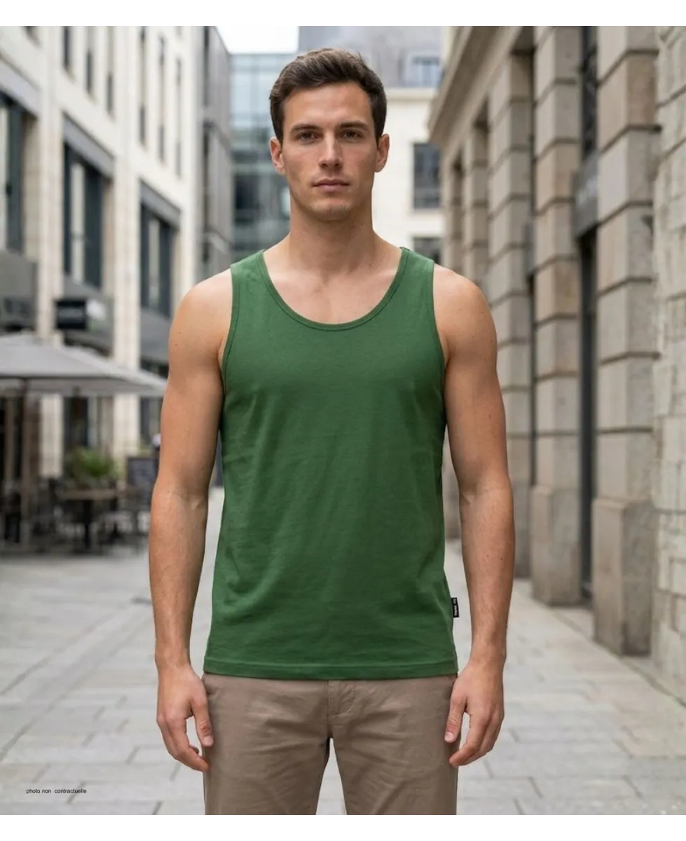 CHALLENGER F105 - Débardeur uni homme vert bouteille en coton