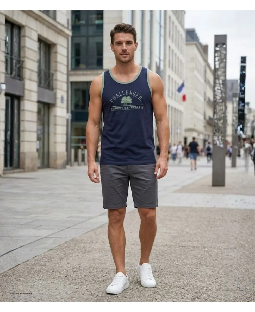 CHALLENGER SORGO2 - Débardeur homme marine et kaki en coton