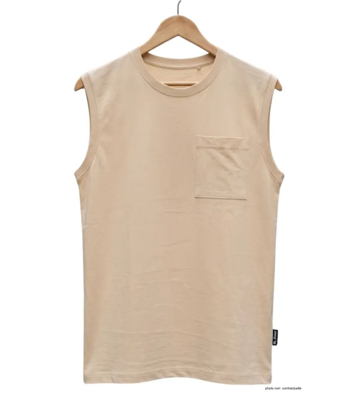 CHALLENGER F106 - Tee-shirt sans manches homme beige camel à poche
