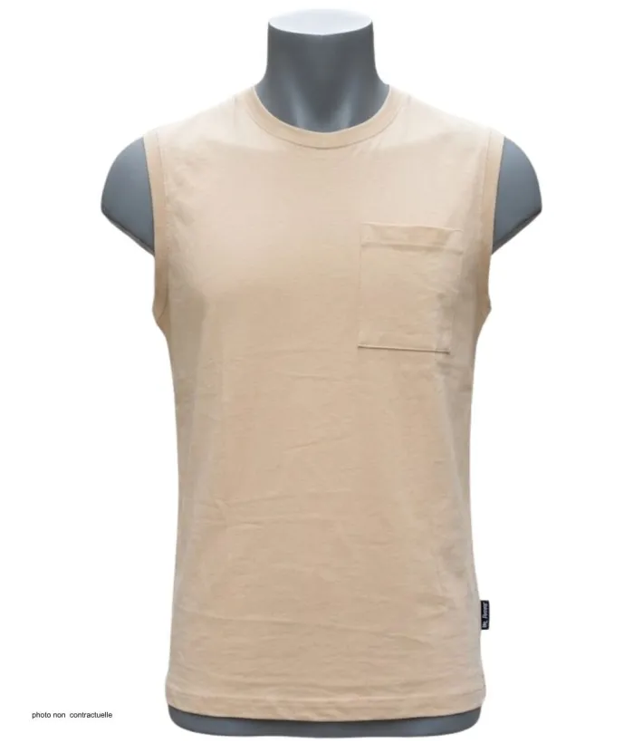 CHALLENGER F106 - Tee-shirt sans manches homme beige camel à poche