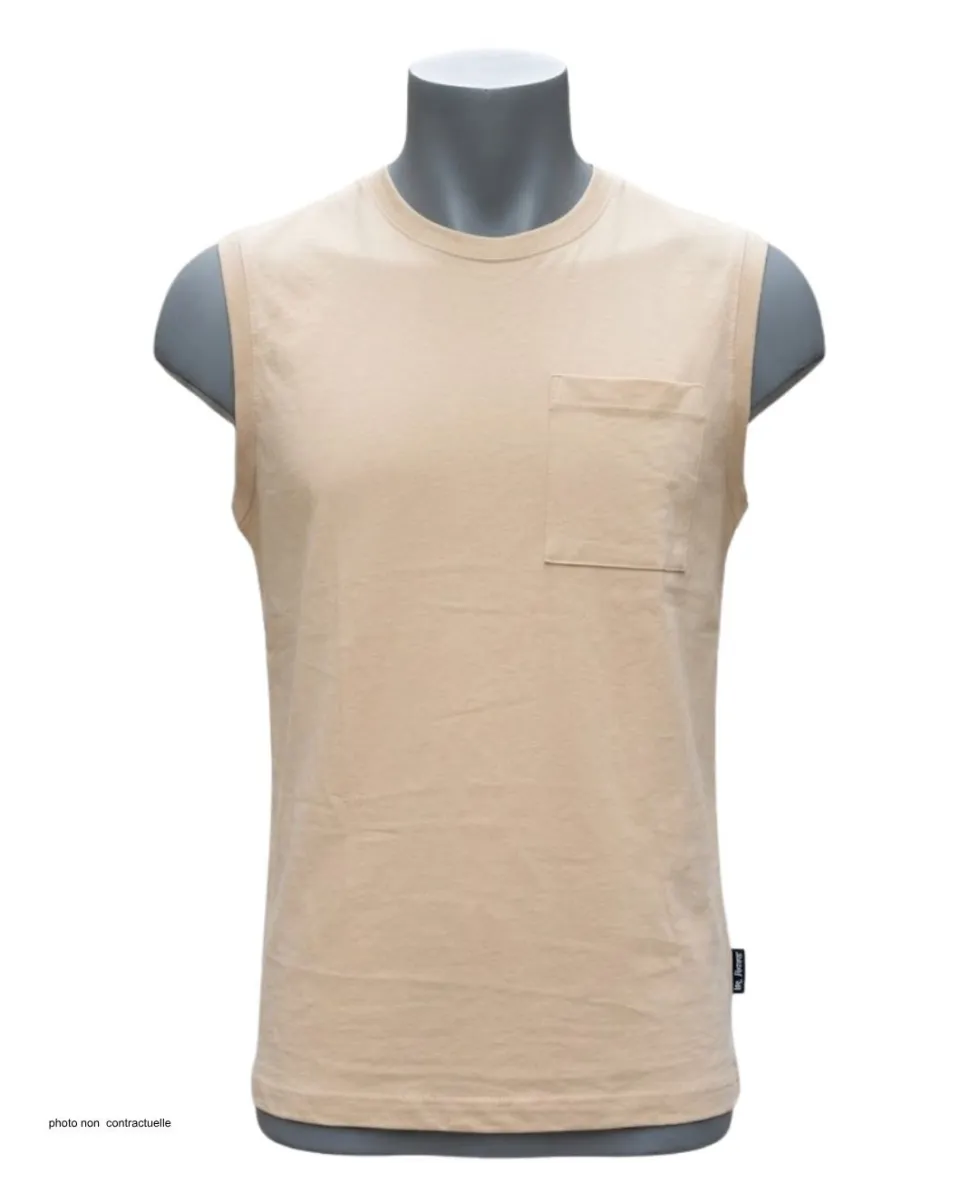 CHALLENGER F106 - Tee-shirt sans manches homme beige camel à poche