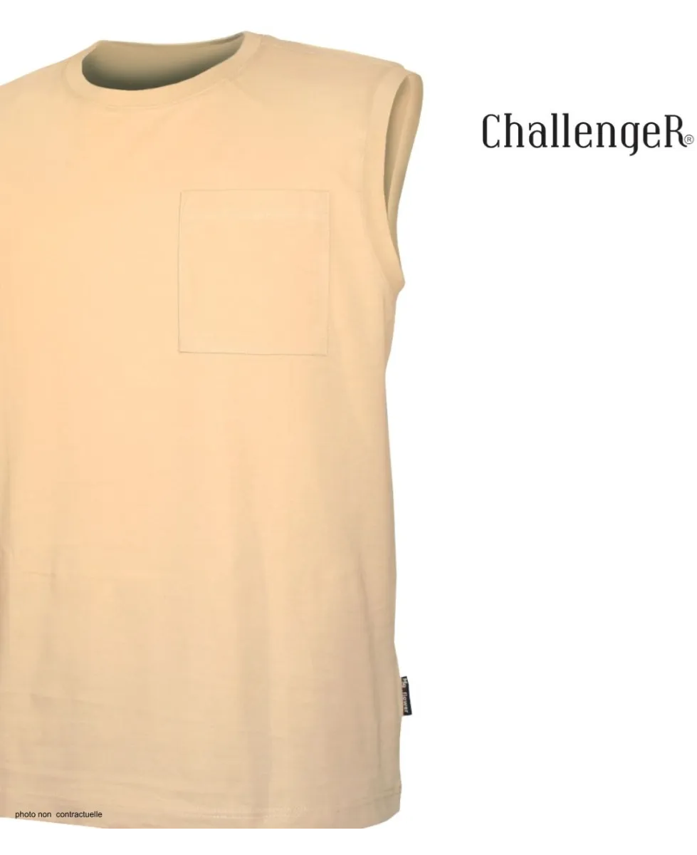 CHALLENGER F106 - Tee-shirt sans manches homme beige camel à poche