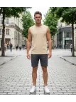 CHALLENGER F106 - Tee-shirt sans manches homme beige camel à poche