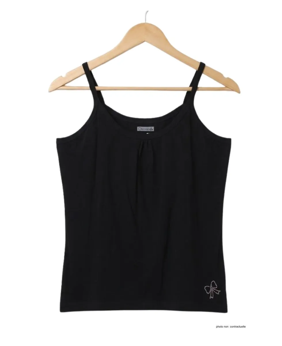 AXONE CAPRI3N Débardeur Fines Bretelles Noir Strass Chic