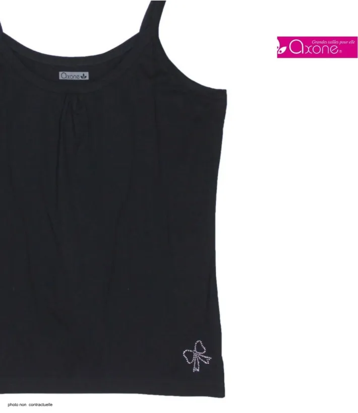 AXONE CAPRI3N Débardeur Fines Bretelles Noir Strass Chic