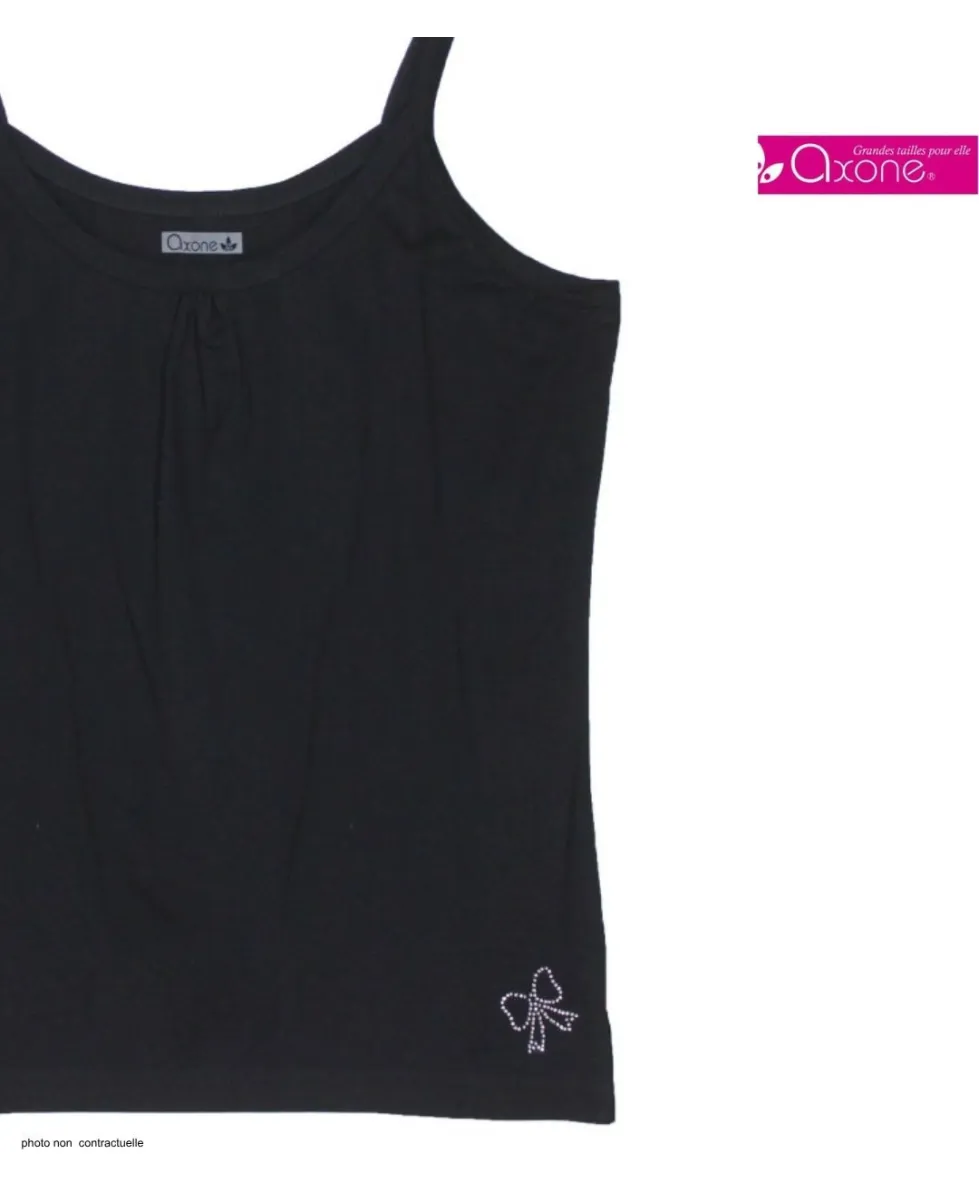 AXONE CAPRI3N Débardeur Fines Bretelles Noir Strass Chic