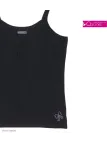 AXONE CAPRI3N Débardeur Fines Bretelles Noir Strass Chic