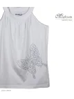 MAYFLOWER TF196BL Débardeur Blanc Papillon Strass Chic