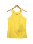 MAYFLOWER TF196J Débardeur Jaune Papillon Strass Chic