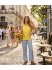 MAYFLOWER TF196J Débardeur Jaune Papillon Strass Chic