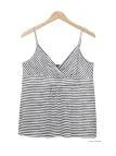MAYFLOWER TF208G Débardeur Cache-Cœur Rayé Gris Blanc