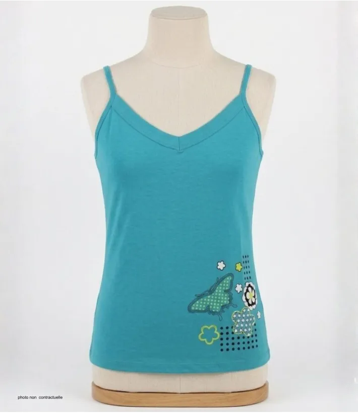 MAYFLOWER BLEU-MF Top Fluide Bleu - Confort Stretch Lycra