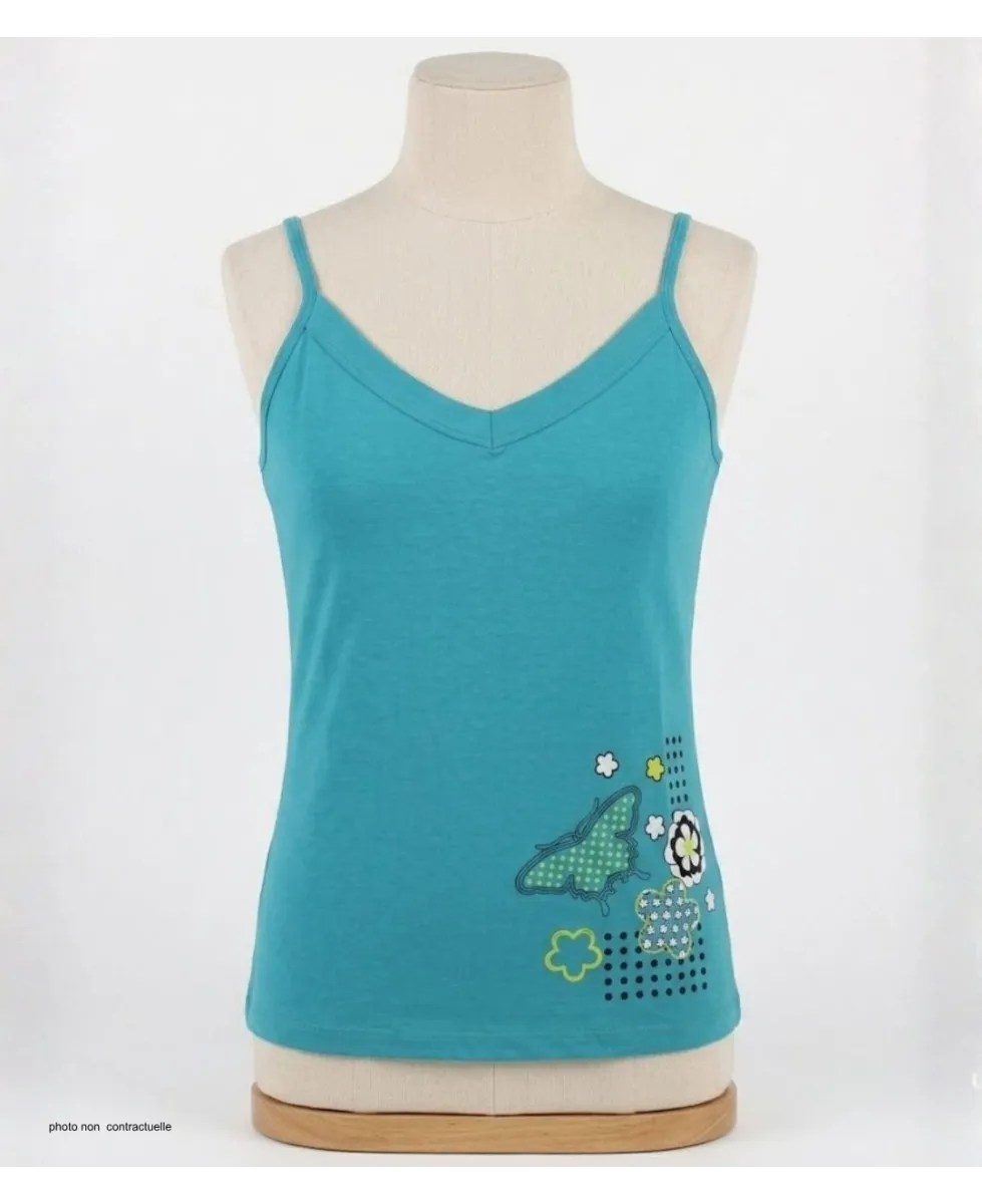 MAYFLOWER BLEU-MF Top Fluide Bleu - Confort Stretch Lycra