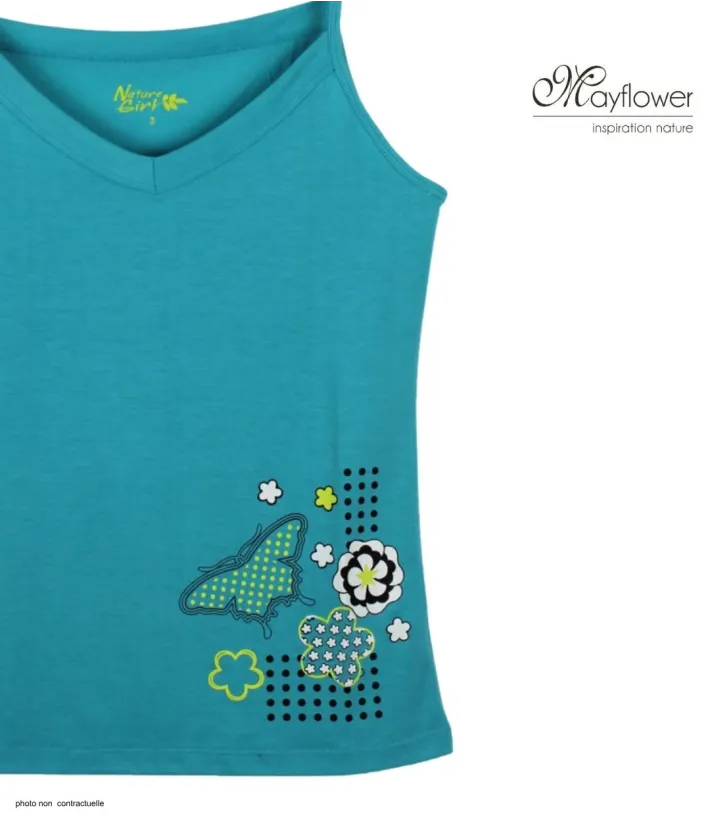 MAYFLOWER BLEU-MF Top Fluide Bleu - Confort Stretch Lycra