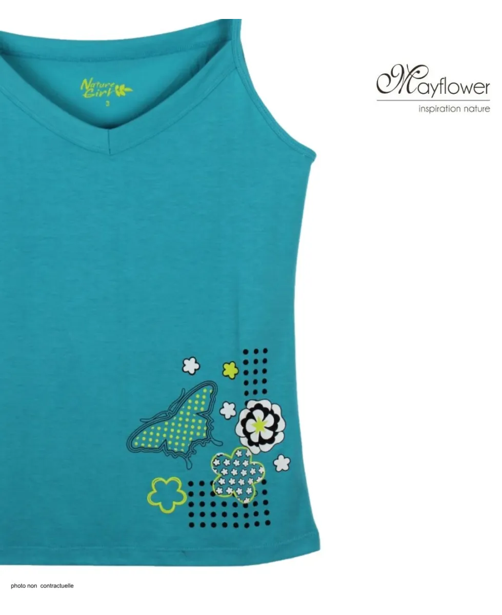 MAYFLOWER BLEU-MF Top Fluide Bleu - Confort Stretch Lycra
