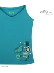 MAYFLOWER BLEU-MF Top Fluide Bleu - Confort Stretch Lycra