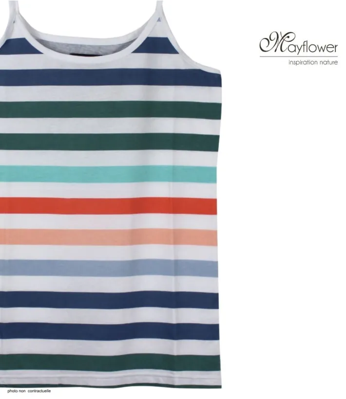 MAYFLOWER LAMY Top Fines Bretelles Rayé - Pur Coton Doux