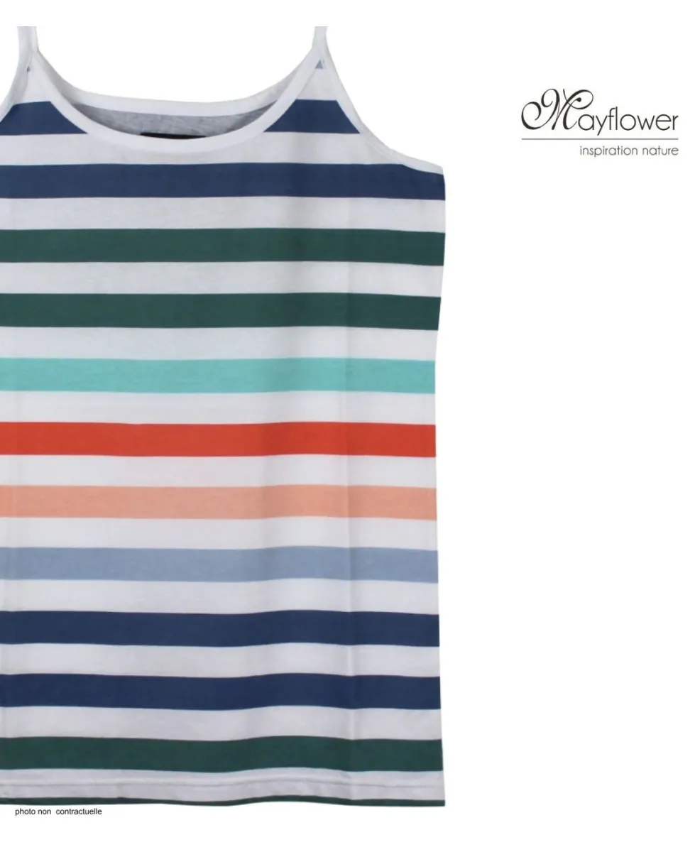 MAYFLOWER LAMY Top Fines Bretelles Rayé - Pur Coton Doux