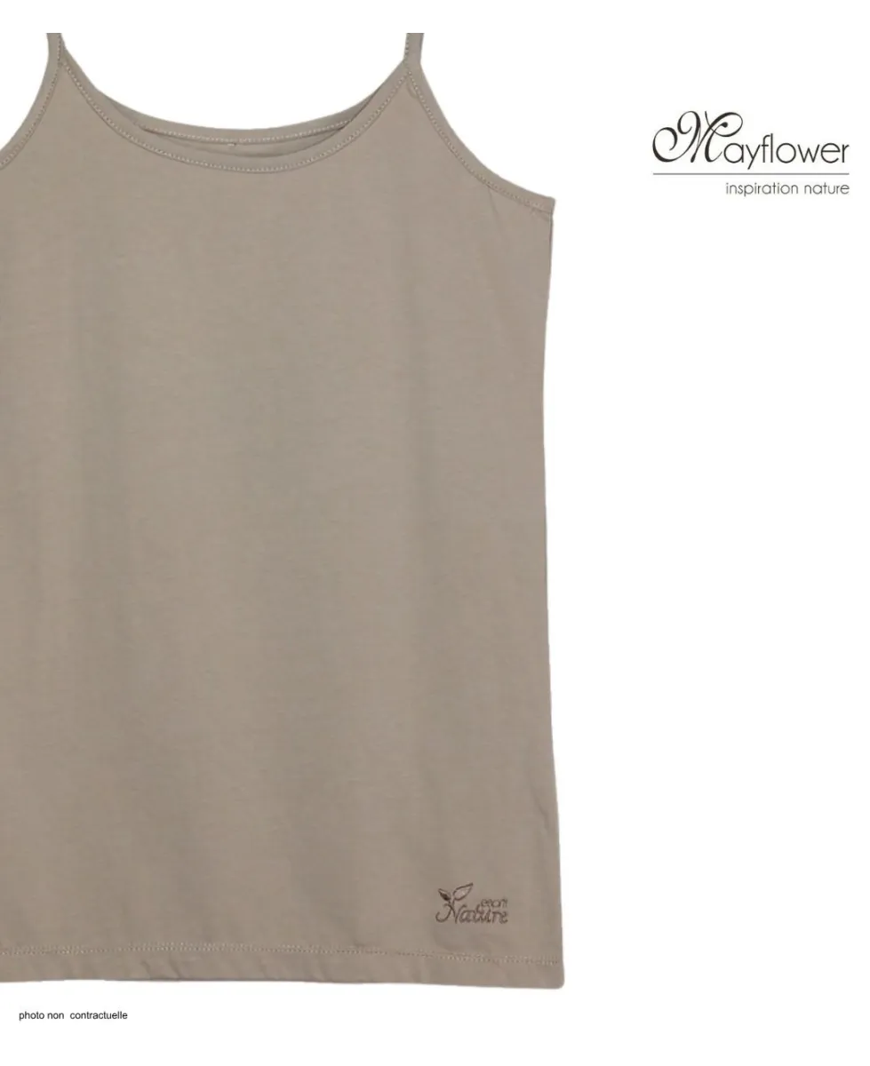 MAYFLOWER BEIGE-MF Top en Coton Beige - Fraîcheur Naturelle