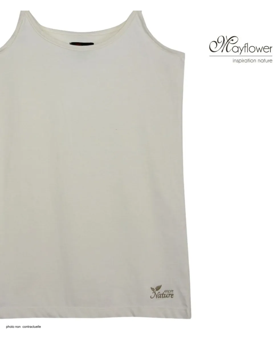 MAYFLOWER LINNA2 Top Fines Bretelles Écru - Coton Broderie