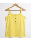 AXONE EPICE3J Top Bretelles Grande Taille 46-52 - Coton Jaune