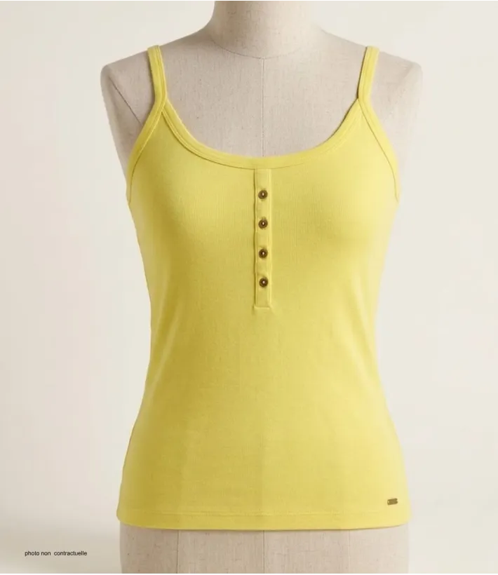 AXONE EPICE3J Top Bretelles Grande Taille 46-52 - Coton Jaune