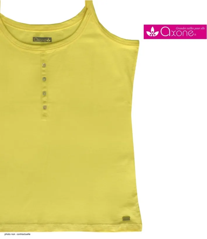 AXONE EPICE3J Top Bretelles Grande Taille 46-52 - Coton Jaune