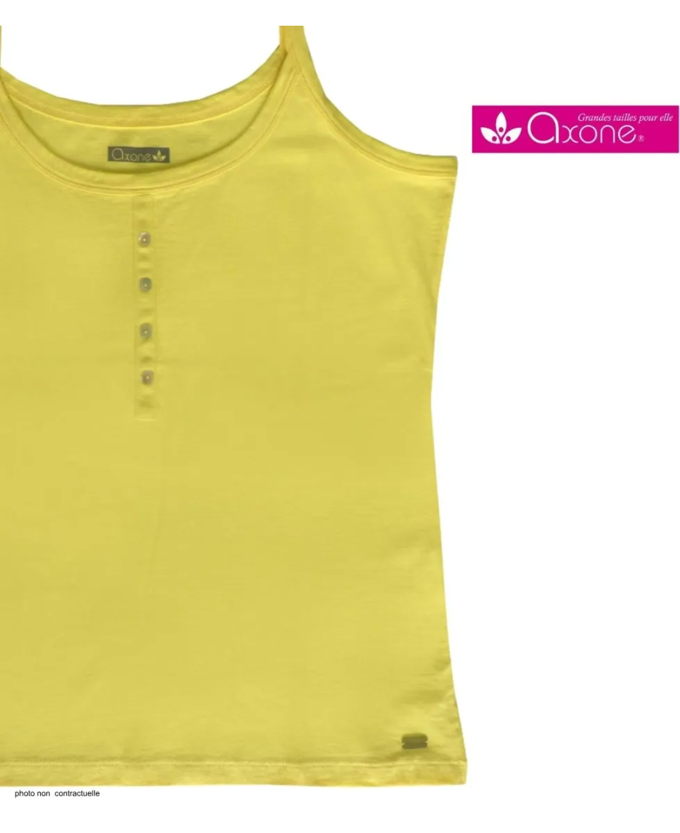 AXONE EPICE3J Top Bretelles Grande Taille 46-52 - Coton Jaune