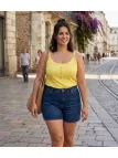 AXONE EPICE3J Top Bretelles Grande Taille 46-52 - Coton Jaune