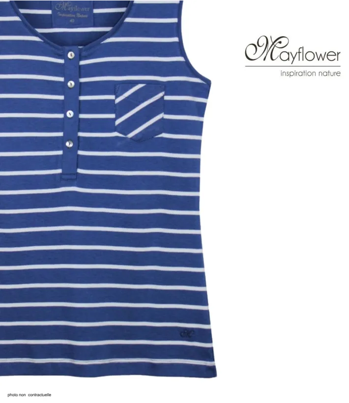 MAYFLOWER EPOQUE3I - Débardeur rayé en coton col boutonné