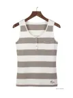 MAYFLOWER DECLIC1 Débardeur coton rib beige et blanc femme