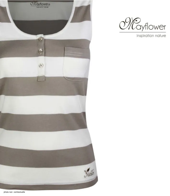 MAYFLOWER DECLIC1 Débardeur coton rib beige et blanc femme