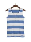 MAYFLOWER DECLIC2 - Débardeur coton rayé blanc bleu poche
