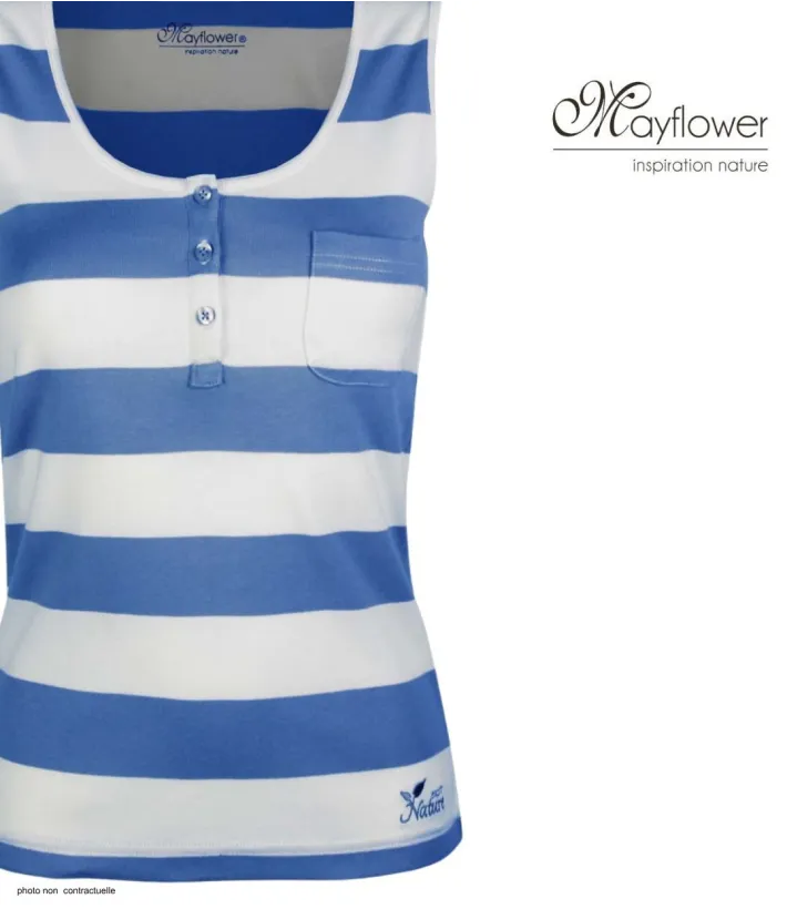 MAYFLOWER DECLIC2 - Débardeur coton rayé blanc bleu poche